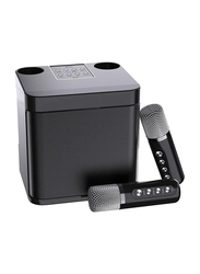 Portable Bluetooth Karaoke Speaker with 2 Wireless Microphones, Black
