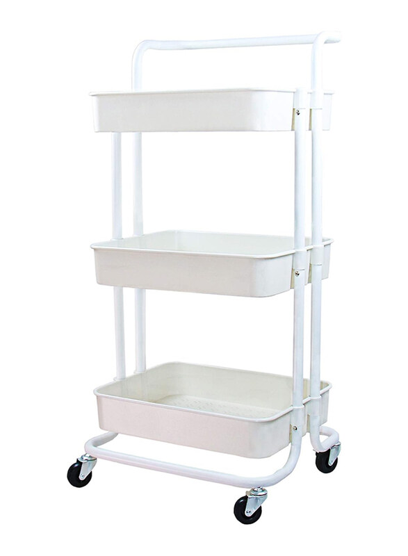 

Generic Multi-Function Adjustable Utility 3-Tier Trolley Storage, White