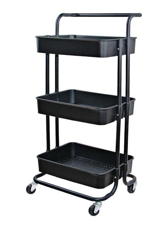 

Generic Multi-Function Adjustable Utility 3-Tier Trolley Storage, Black