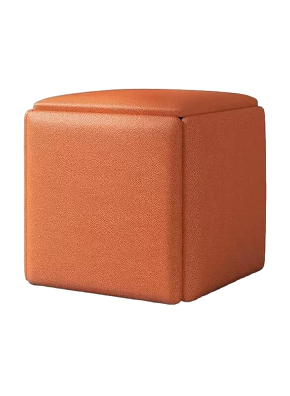 

Generic Leather 5-in -1 Seating Cube with Swivel Casters Stackable Sofa Chair Stool, Orange