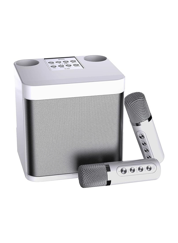 

Generic Portable Bluetooth Karaoke Speaker with 2 Wireless Microphones, White