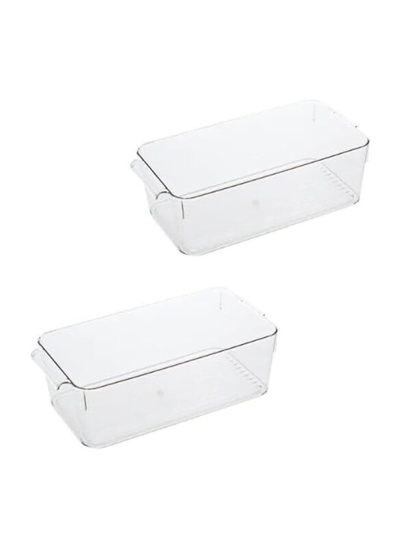 

Generic Fridge Organiser Storage Box Tray Set, 2 Pieces, Clear