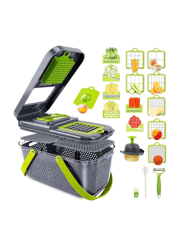 

Generic 22-Piece Multifunctional Food Chopper, Grey/Green