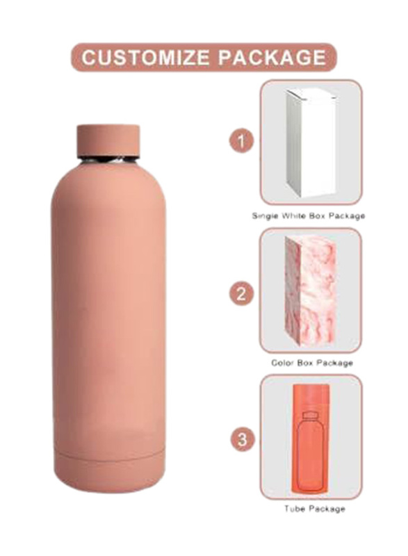 Vichivy 500ml Stainless Steel Double Insulated Sports Water Bottle, Peach