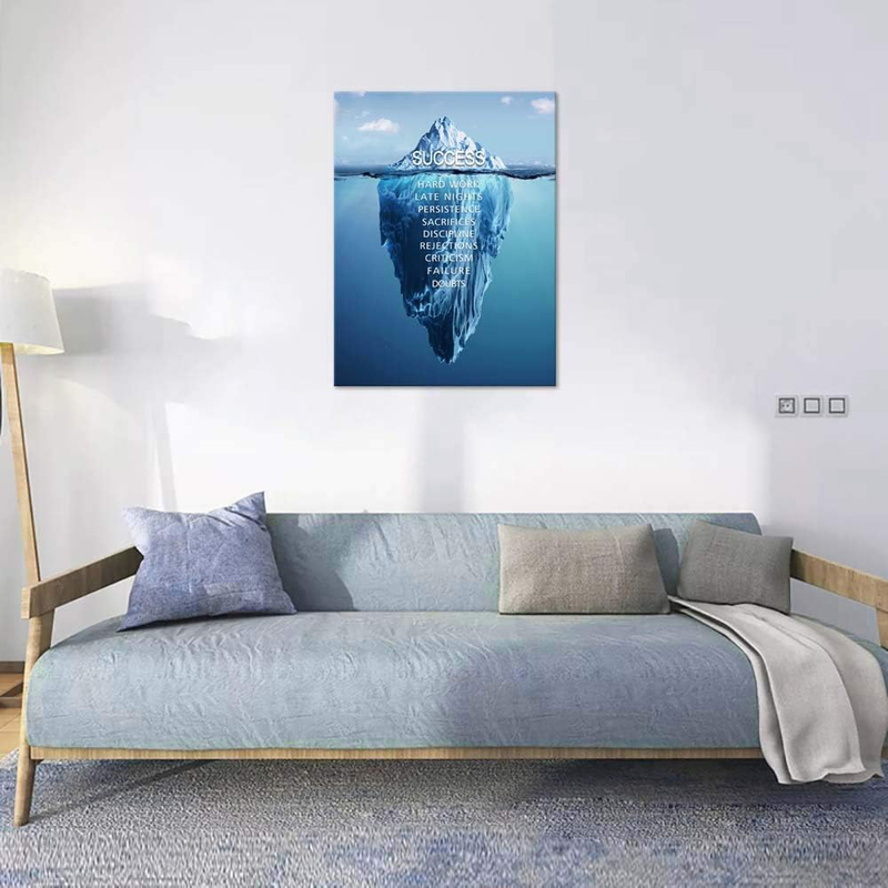 Yatsen Bridge Iceberg Success Motivational Painting on Canvas Inspirational Entrepreneur Quotes Posters, 18 x 24-inch, Blue