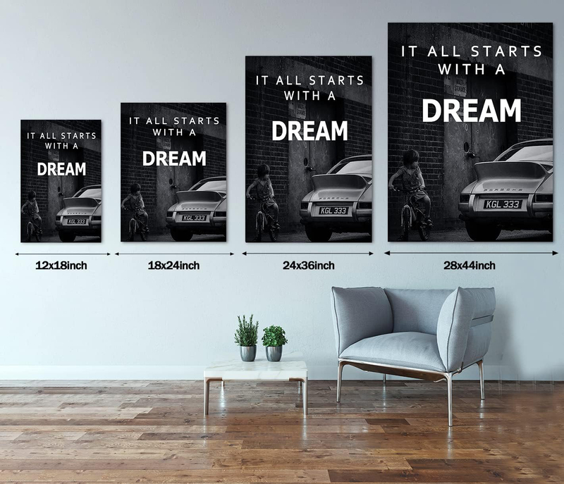 Yatsen Bridge It All Starts with A Dream Canvas Motivational Paintings, Black
