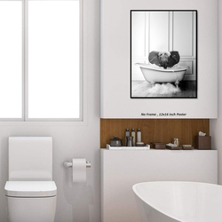 Liya Design Prints Funny Bathroom Cute Baby Elephant Decor Poster, Black/White