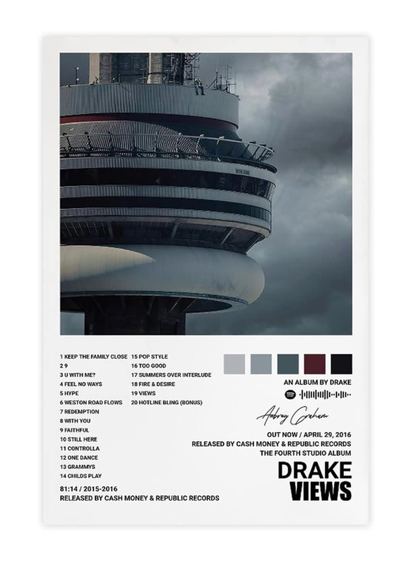 Qewrt Drake Views Album Cover Poster, 12 x 18-inch, Multicolour