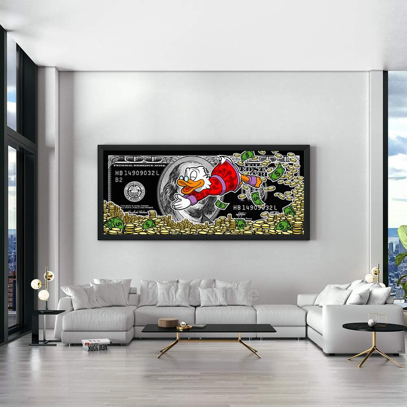 Inktuitive Head First Inspirational Wall Art McDuck x 100 Dollar Bill Canvas Print, 36 x 15 Inch, Multicolour