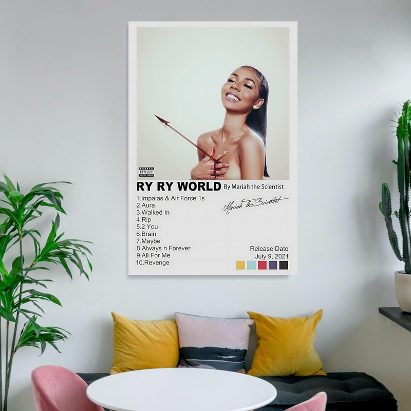 Unframed Canvas 16 x 24-Inch Mariah the Scientist "Ry Ry World" Album Cover Poster, Multicolour