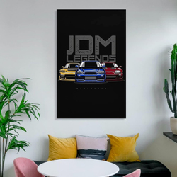 Alukap Jdm Cars Legendary Models Canvas Poster, 30 x 45cm, Black