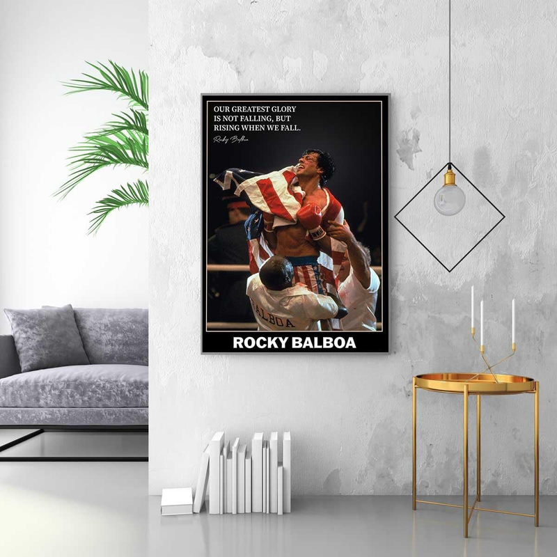 Grnaaza Inspired Rocky Balboa Wall Art Poster with Inspirational Boxing Quotes with Hope Print, Modern Wall Decor, Multicolour