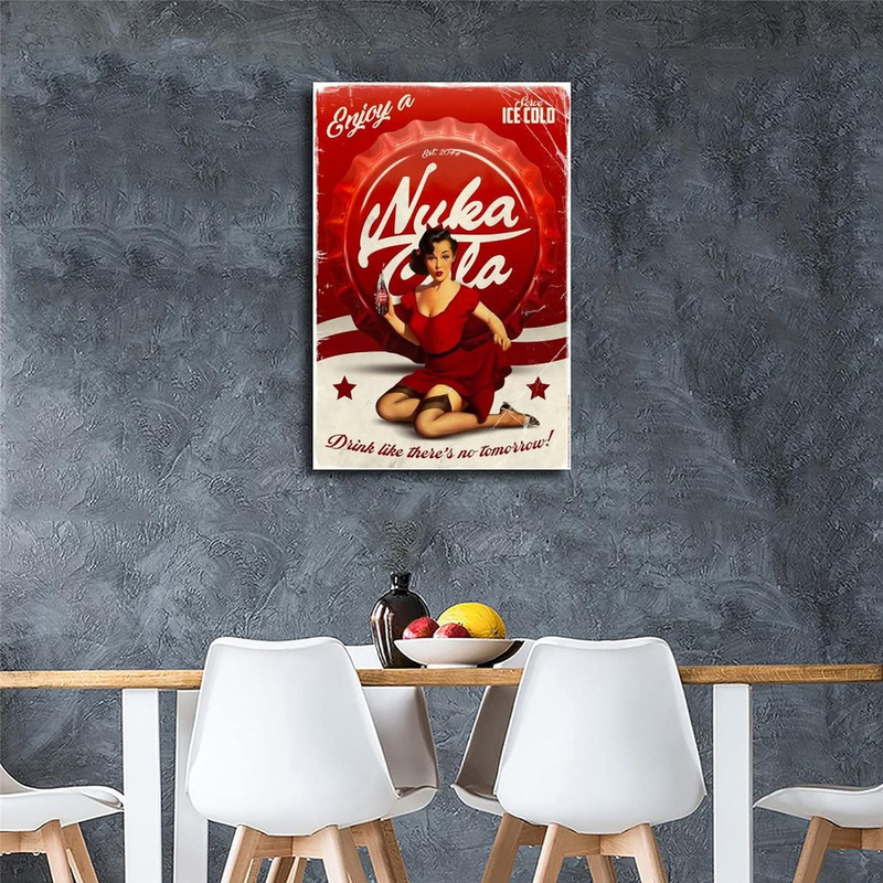 IFUNEW Unframed Canvas 12 x 18-Inch Fallout Nuka Cola Wall Art Poster, Multicolour