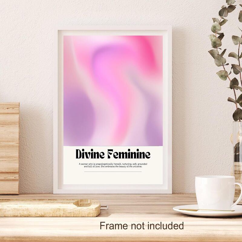 Cehnsenhui Funky Pink Aura Divine Feminine Gradient Energy Spirituality Divine Feminine Gradient Energy Spirituality Canvas Wall Art, 12 x 16 inch, Multicolour