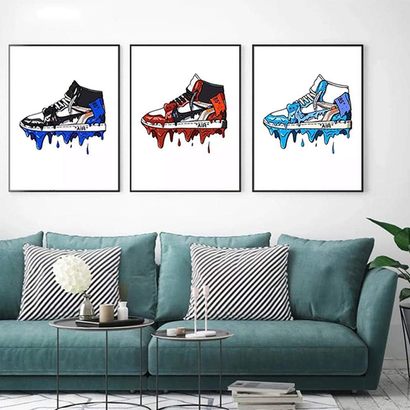 Pengda Home Decor Sneaker Michael Fashion 3 Piece Aj Shoes Air Painting Modular Canvas Poster, Multicolour