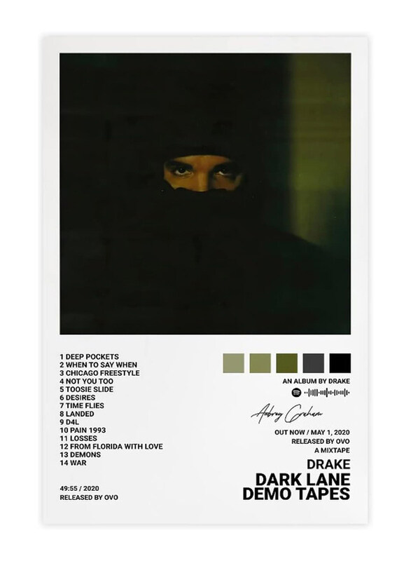 

Qewrt Drake Dark Lane Demo Tapes Album Cover Canvas Wall Art Poster, 12 x 18 inch, Multicolour