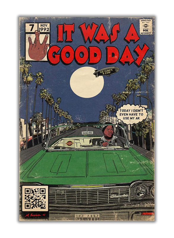 Minyl Ice Cube It Was A Good Day Comic Parody Gangsta Rap Album Vintage Poster, 16 x 24-inch, Multicolour