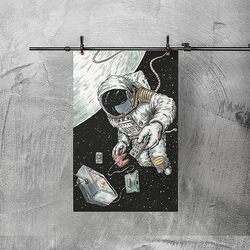 Xunmei Anime Spaceman Play Video Gaming Canvas Posters, Multicolour