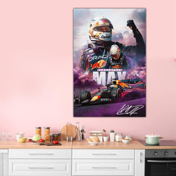 12 x 18-Inch Unframed Canvas Max Verstappen Poster F1 Racing Poster Wall Art, Multicolour