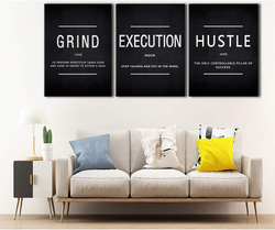 Cbaipy Inspirational Quotes Wall Art Canvas, 3 Piece, Black/White