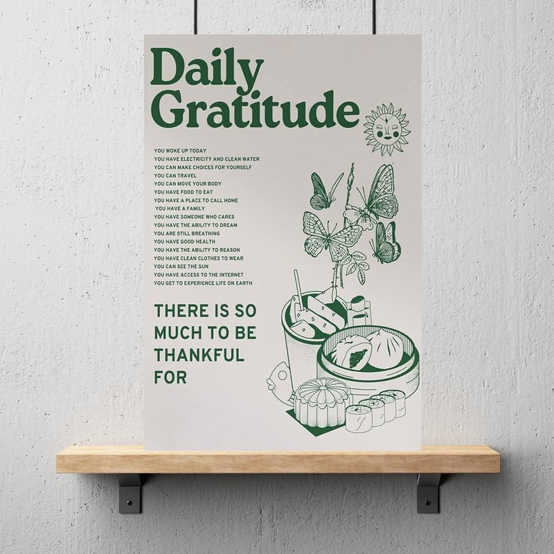 Wokez Vintage Inspirational Quotes Daily Gratitude Poster, Green