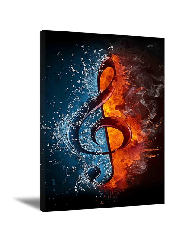 Lakexinmart Music Note Treble Clef Water & Fire Instrument Series Picture Prints Canvas Poster, Multicolour