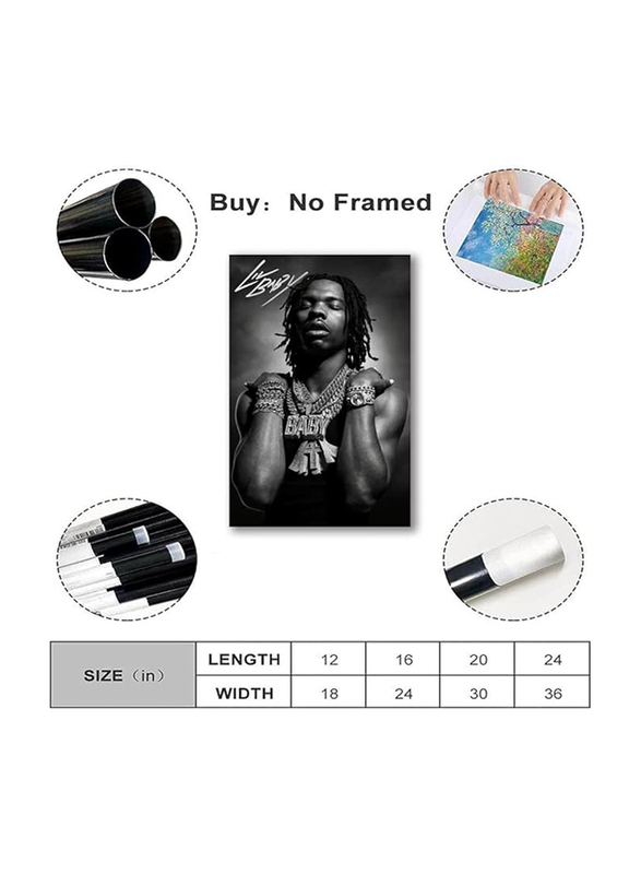 Easyflash Famous Singer Lil Baby Art Wall Poster, 12 x 18inch, Black