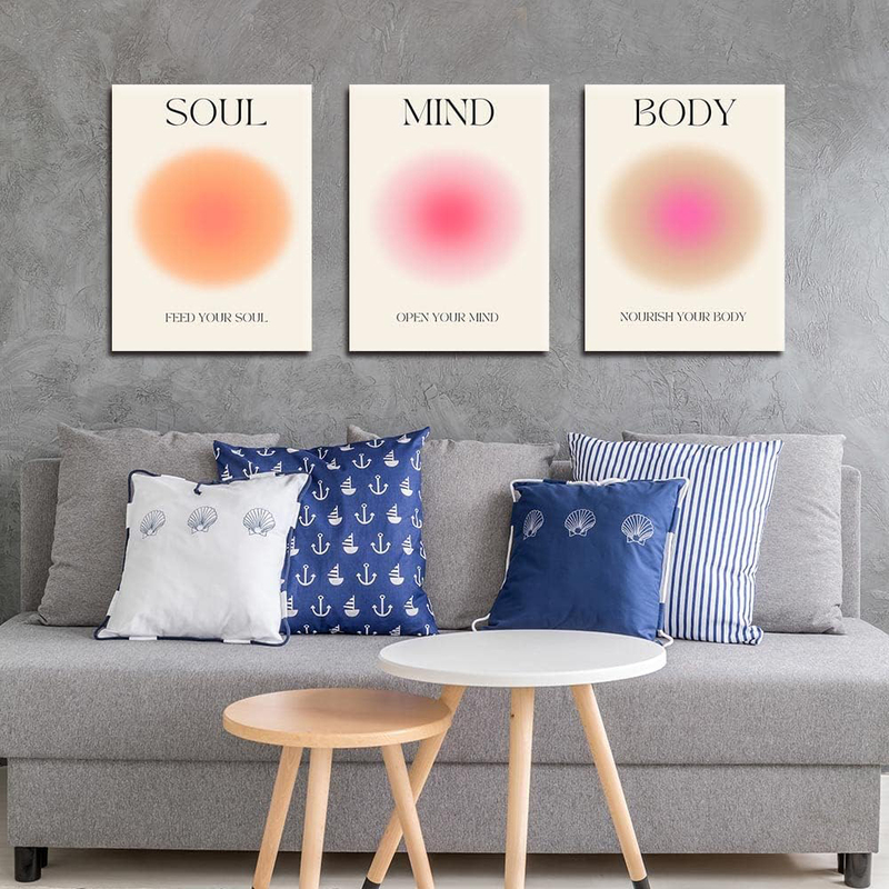 ZIYUAN Positive Aura Grainy Gradient Canvas Poster, 3 Pieces, Multicolour