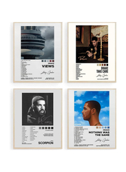 Glrssn Drake Signed Limited Posters Music Album Cover Posters Print Set, 4 Pieces, Multicolour