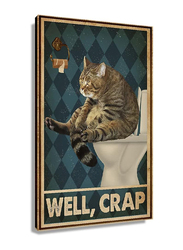 16 x 24-Inch Framed Canvas Cat Paintings Retro Toilet Picture Poster Wall Art, Multicolour