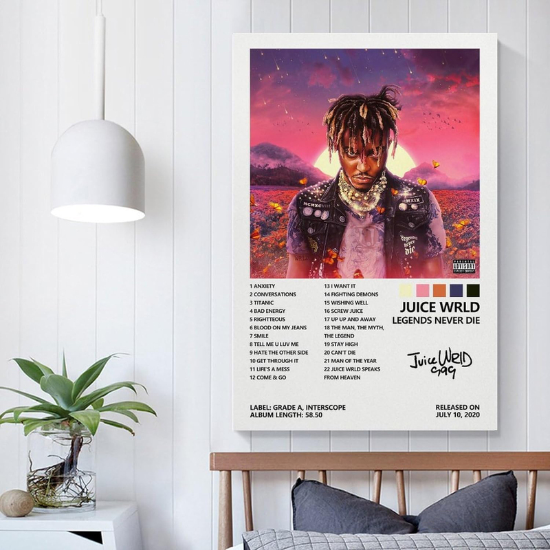 CHAUE Unframed Canvas 12 x 18-Inch Juice Wrld "Legends Never Die" Album Cover Poster, Multicolour