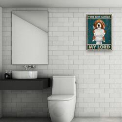 Busmko Dog Pictures Bathroom Wall Art Painting Your Butt Napkin My Lord Modern Funny Poster Framed, 12 x 18 inch, Multicolour