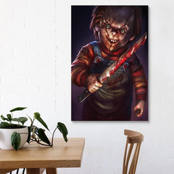 Ifunew Childs Play Chucky Horror Movie Halloween Poster Decorative Wall Art, 16 x 24-inch, Multicolour