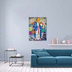 Mamago Graffiti Virgin Mary Modern Street Pop Colourful Abstract Canvas Poster, 18 x 24 inch, Multicolour