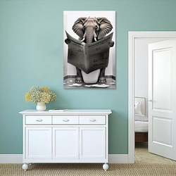 Gynaver Elephant Canvas Wall Poster, 30 x 45cm, Grey