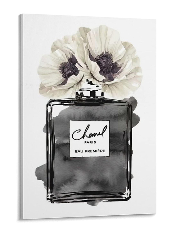 Yamaxun ART Fashion Perfume Bottle Black With Grey & White Canvas Print Poster, Multicolour