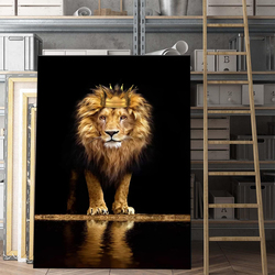 Tribute to Art Large Lion Canvas Wall Posters, 24 x 36inch, Black