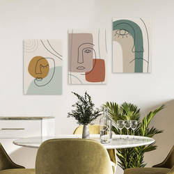Holxstt Framed Canvas Minimalist Line Boho Wall Art Set, 3 Pieces, Multicolour