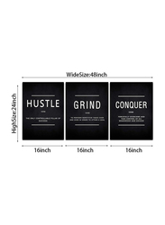 Cbaipy Motivational Grind Hustle Conquer Canvas Wall Art, Black/White