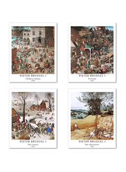 Berkin Arts Seasons Beautiful Scenery Cityscape Watercolour Pieter Bruegel The Elder Classical Landscape Poster Wall Art, 4 Pieces, 11 x 14 inch, Multicolour