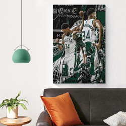 Giannis Antetokounmpo Wall Art Canvas Print Poster, 16 x 24-inch, Multicolour