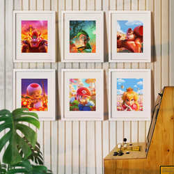 Jumant Super Mario Movie Poster Gamer Room Decor, Multicolour