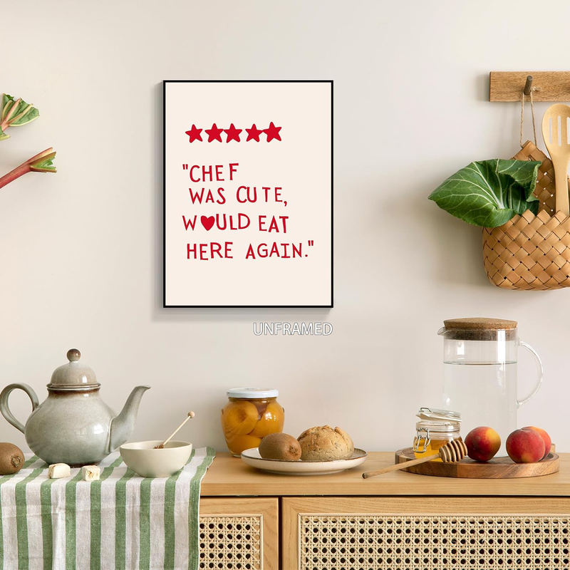 Pedkvtmewo Cute Kitchen Canvas Wall Art, Red