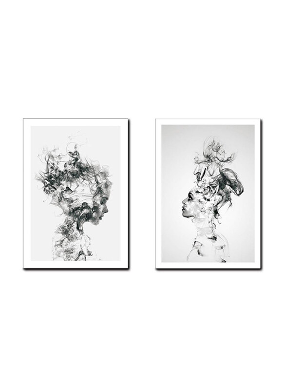 

General LSHDXD Unframed Canvas 2-Piece x 16 x 20-Inch Smoked Boy Girl Minimalist Wall Art Poster, Black-White