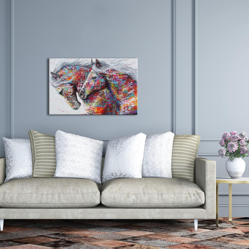 Amemny Running Horse Pictures Wall Decor Wall Art, Multicolour