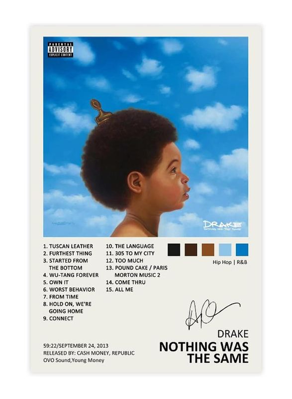 16 x 24-Inch Unframed Canvas Drake Nothing Was The Same Music Album Cover Signed Limited Edition Poster Wall Art, Multicolour