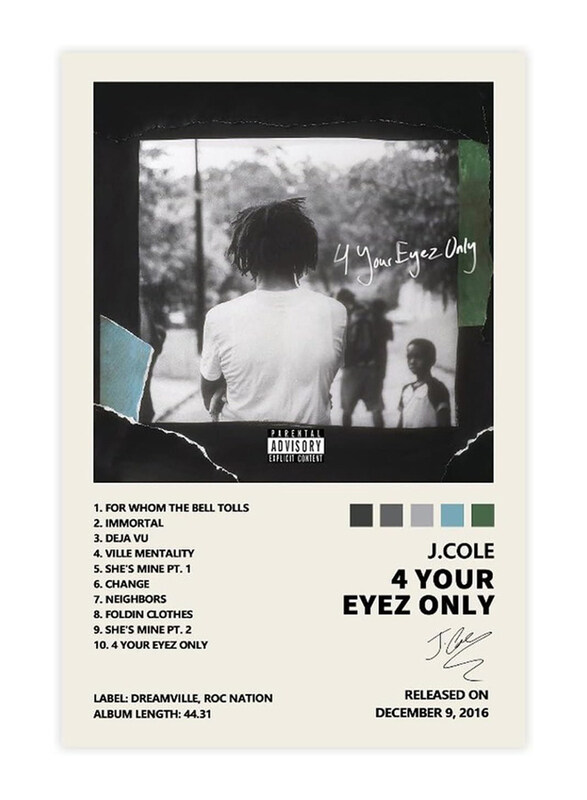 

General YGULC J Cole 4 Your Eyez Only Music Album Cover Signed Limited Canvas Poster, Multicolour