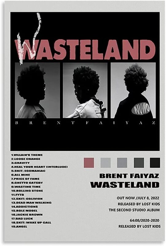 Ypxzzj Brent Poster Faiyaz Wasteland Album Cover Poster Wall Art Prints Painting Posters, Multicolour