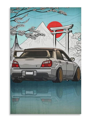 Fbroceh Jdm Wrx Sti Car Poster Silver Grey Vintage Poster, Multicolour