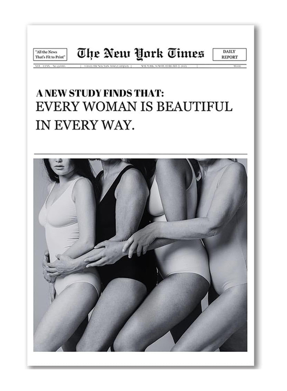 12 x 18-Inch Unframed Canvas The New York Times Newspaper Research "Every Women is Beautiful in Everyway" Page Poster Wall Art, Multicolour